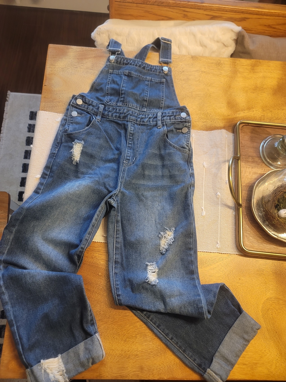 Distressed Denim Overalls Youth Boys, sz 9/10 - Picture 2 of 5